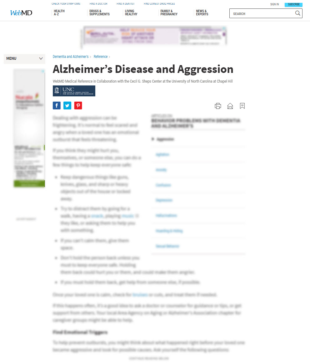 Alzheimer’s Disease and Aggression