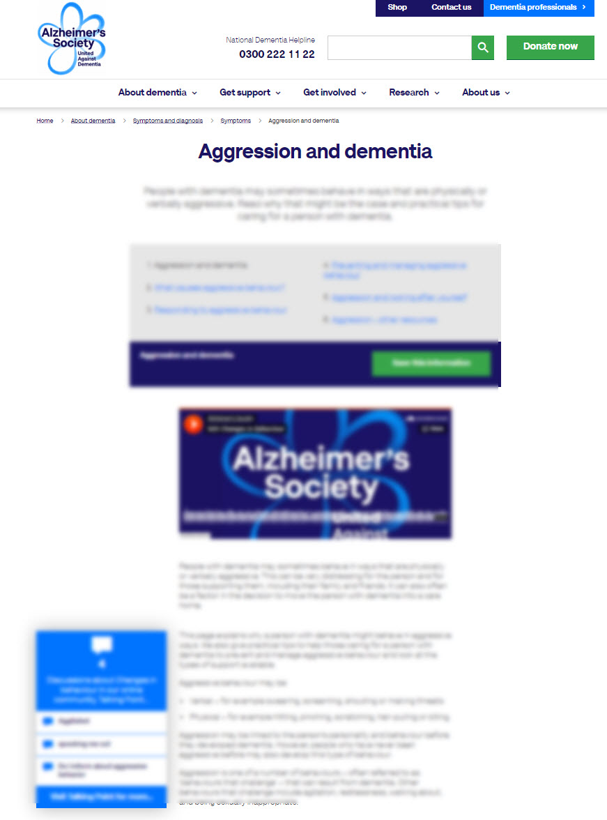 Aggression and dementia
