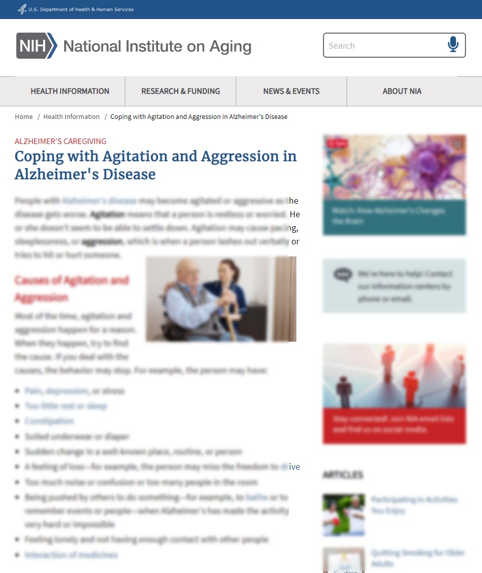 Coping with Agitation and Aggression in Alzheimer's Disease