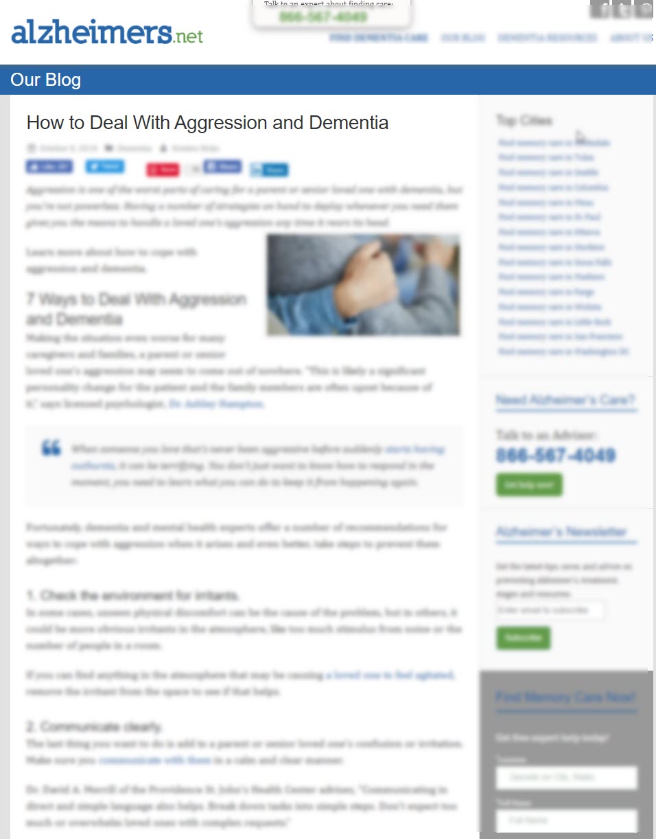 How to Deal With Aggression and Dementia