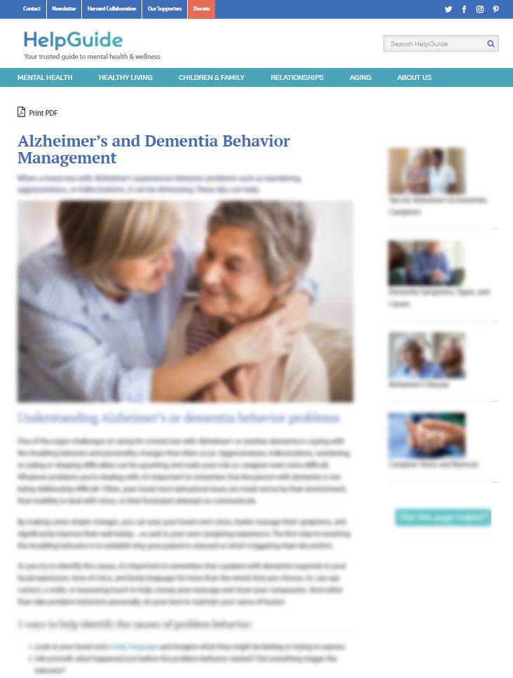 Alzheimer’s and Dementia Behavior Management