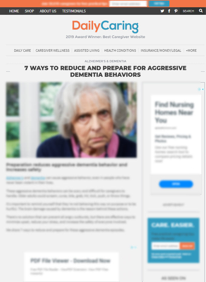 7 Ways To Reduce and Prepare For Aggressive Dementia Behaviors