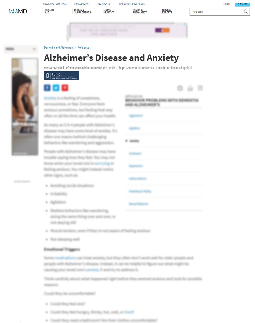 Alzheimer’s Disease and Anxiety