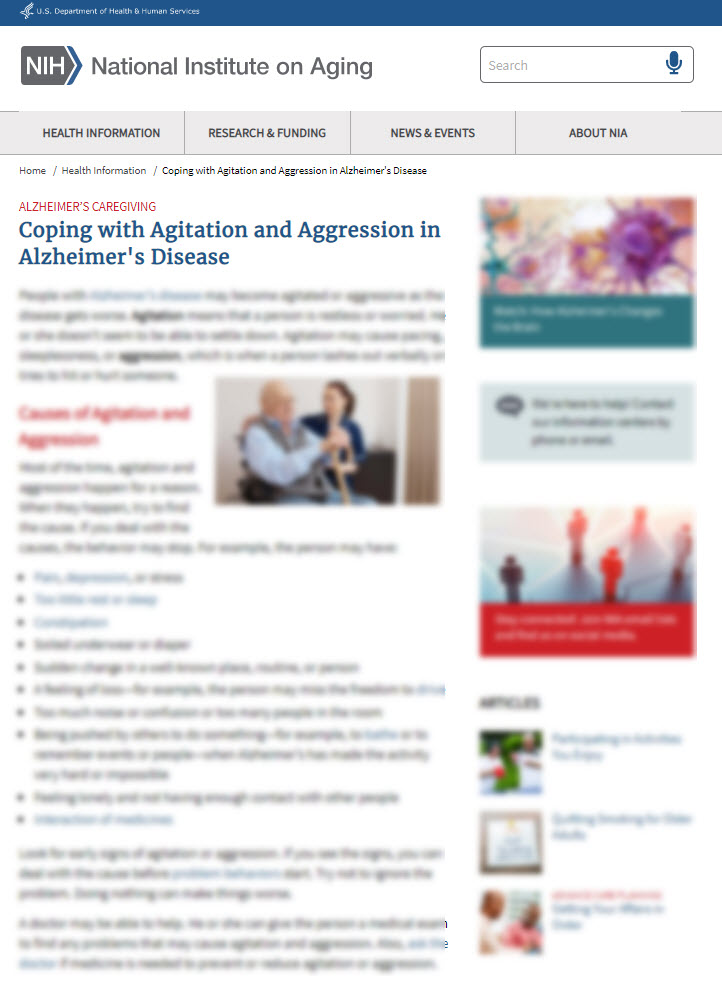 Coping with Agitation and Aggression in Alzheimer's Disease
