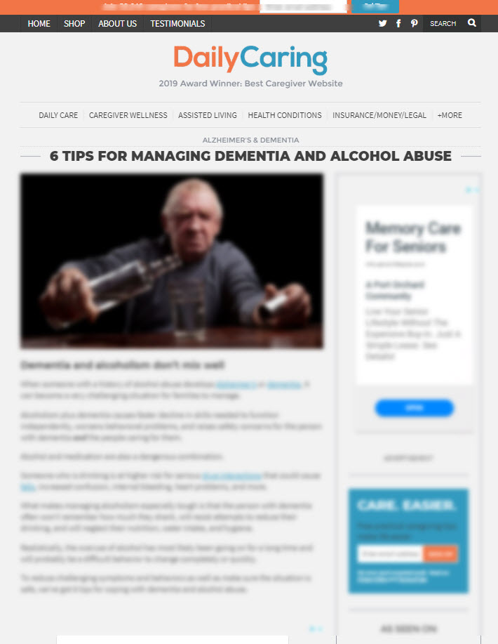 6 Tips for Managing Dementia and Alcohol Abuse
