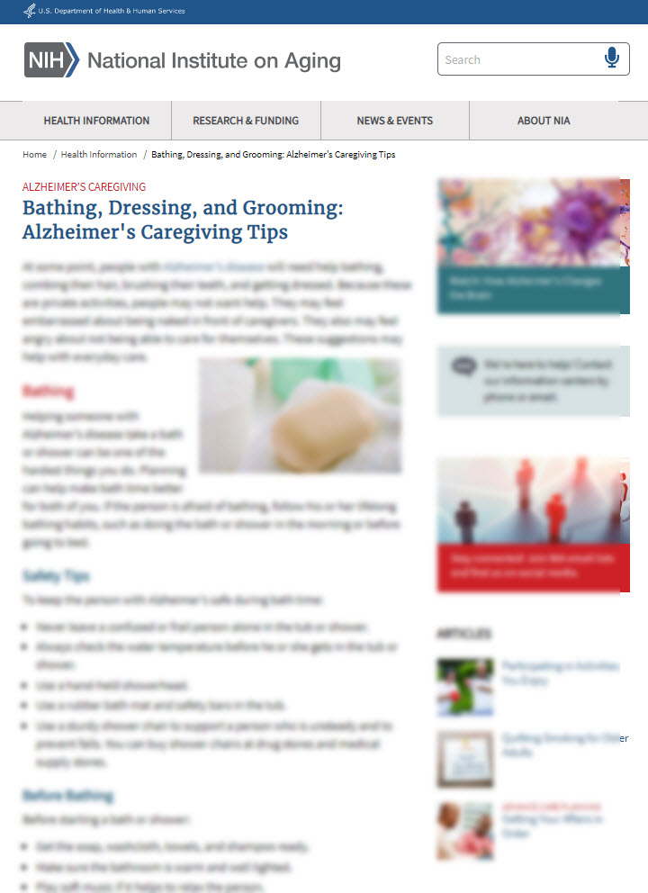 Bathing, Dressing, and Grooming: Alzheimer's Caregiving Tips