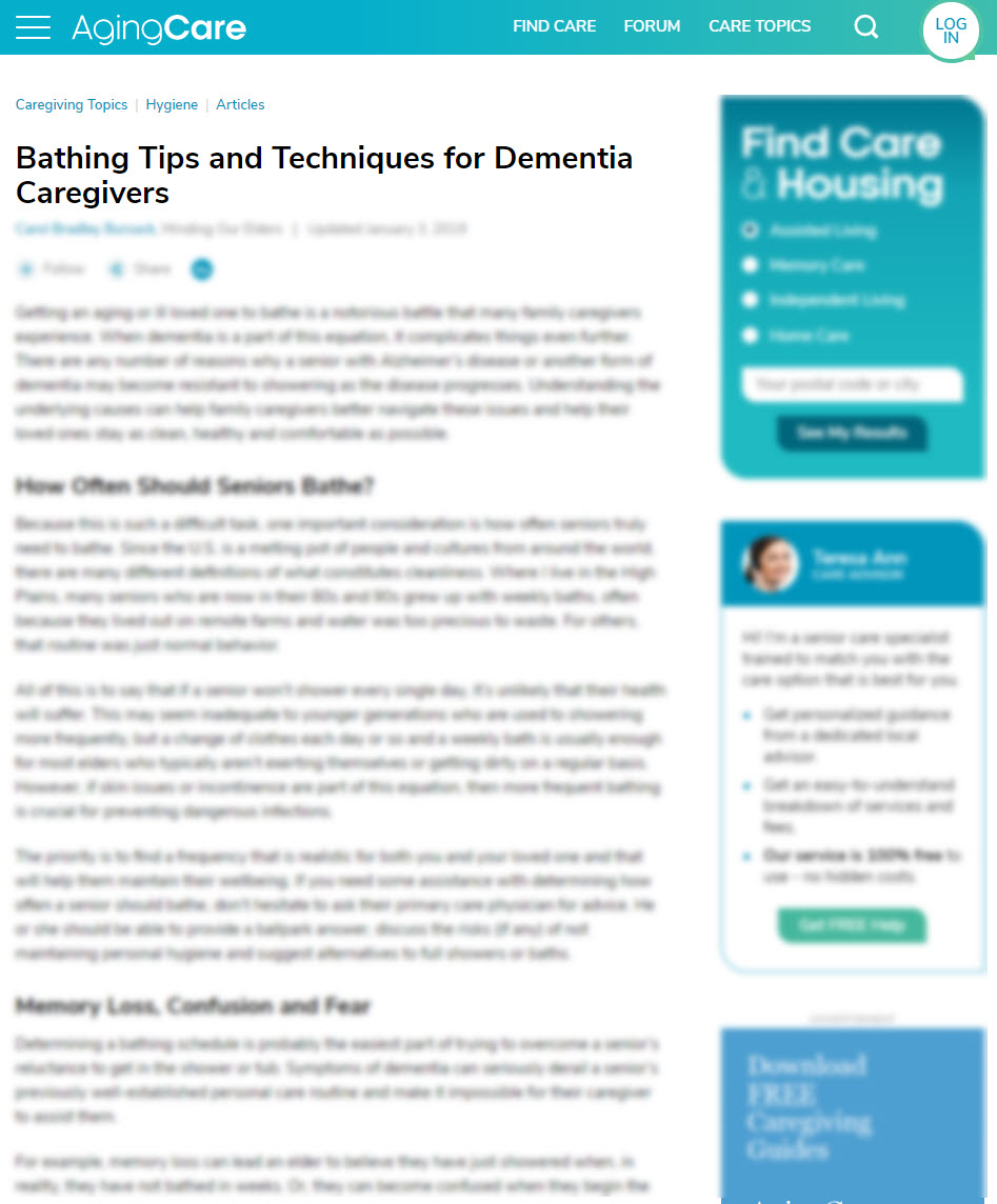 Bathing Tips and Techniques for Dementia Caregivers