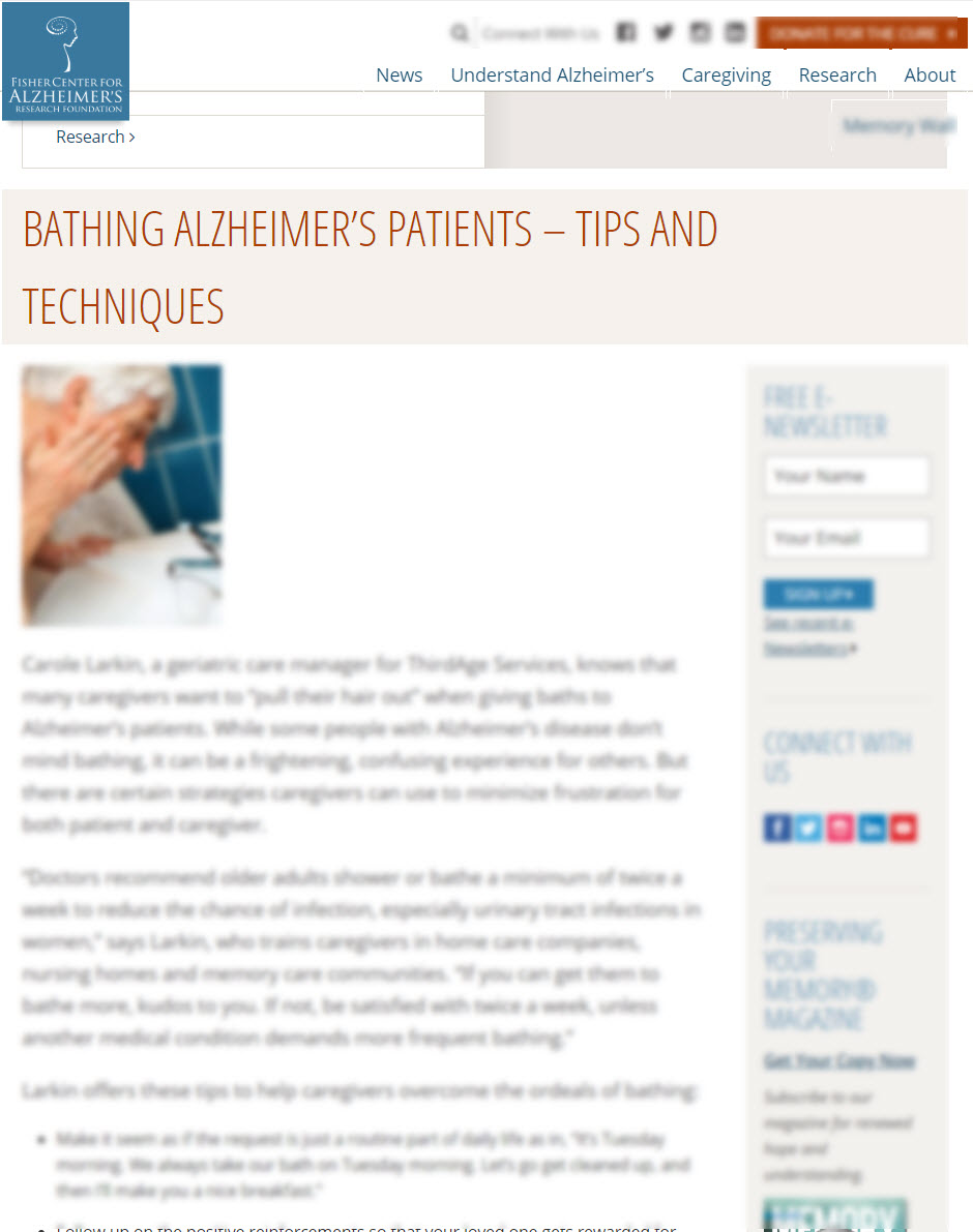 Bathing Alzheimer's Patients - Tips and Techniques