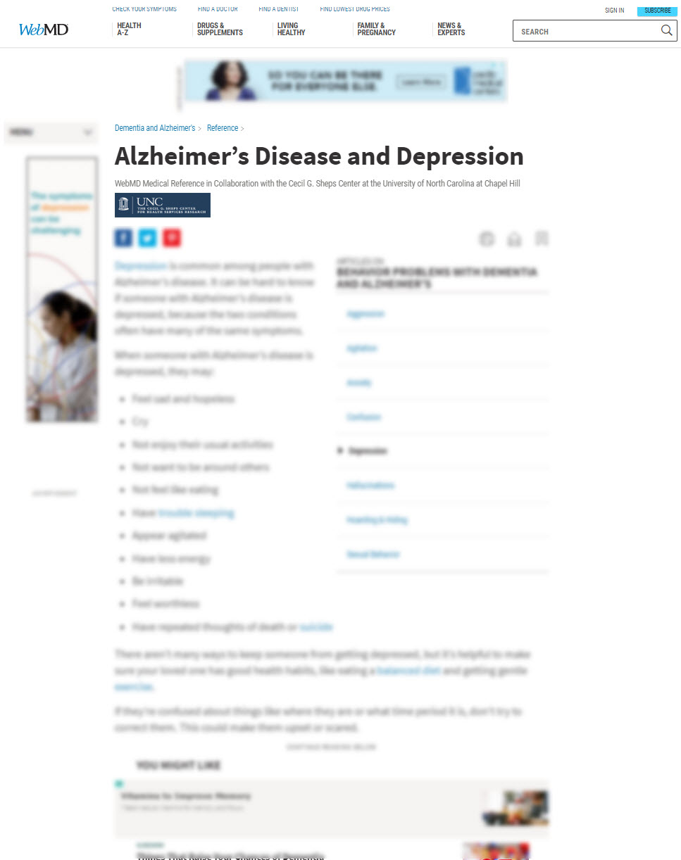 Alzheimer’s Disease and Depression