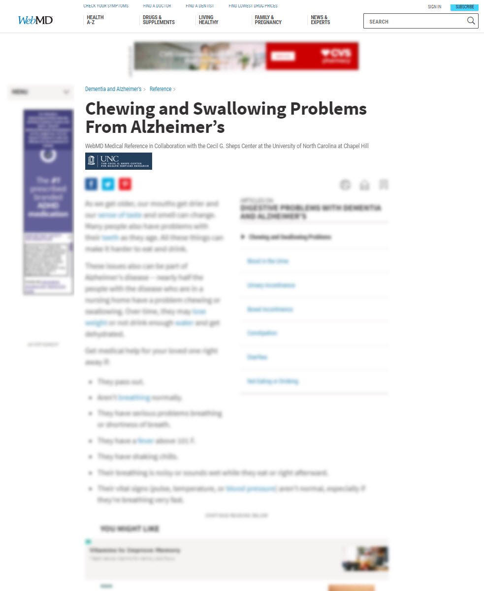 Chewing and Swallowing Problems From Alzheimer’s