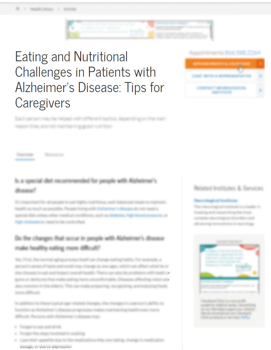 Eating and Nutritional Challenges in Patients with Alzheimer’s Disease: Tips for Caregivers