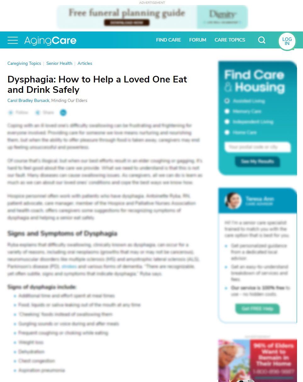 Dysphagia: How to Help a Loved One Eat and Drink Safely