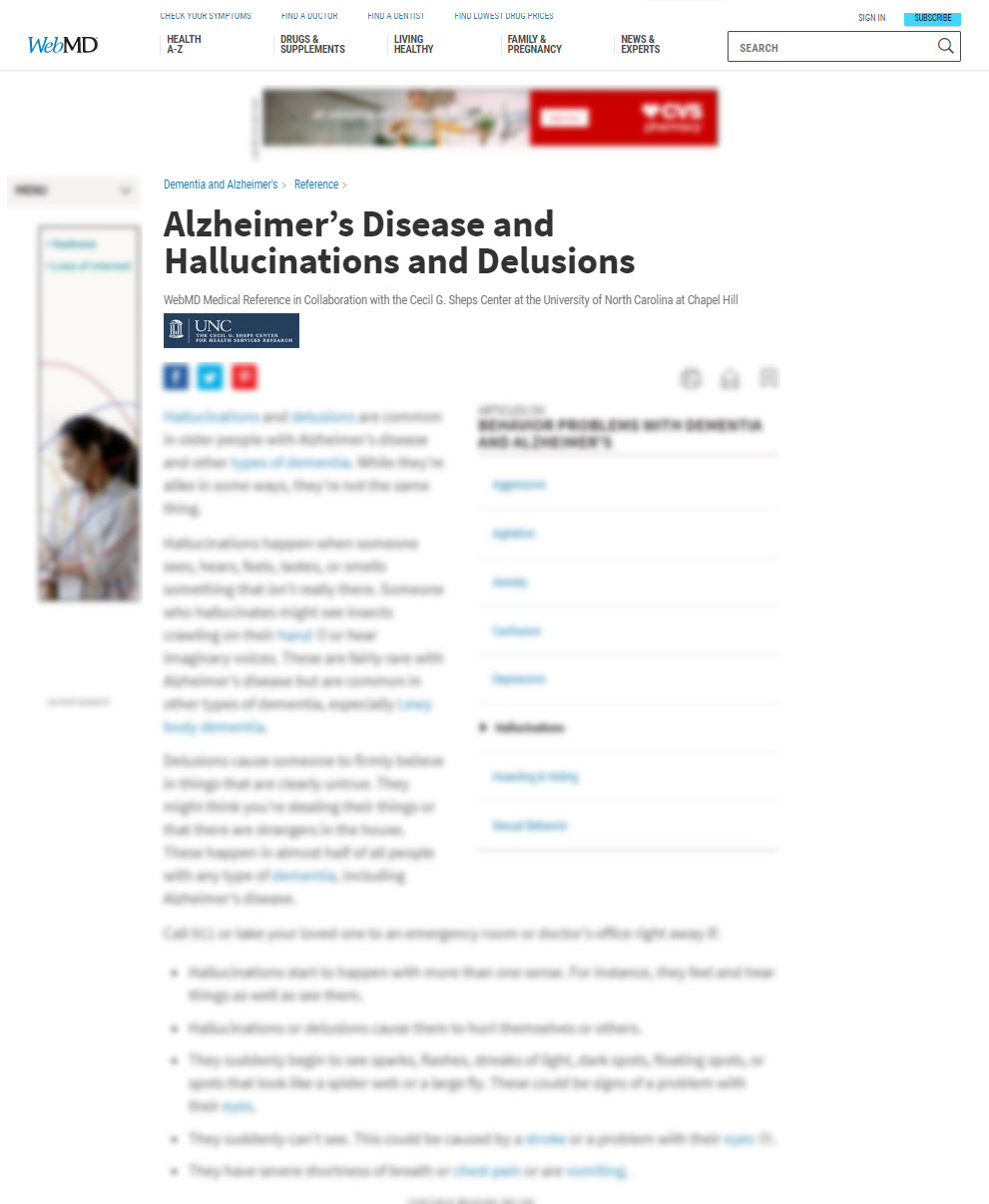 Alzheimer’s Disease and Hallucinations and Delusions