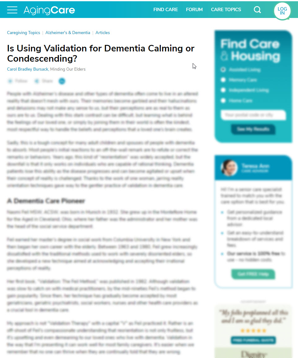 Is Using Validation for Dementia Calming or Condescending?