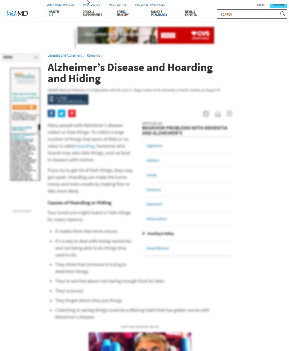 Alzheimer’s Disease and Hoarding and Hiding