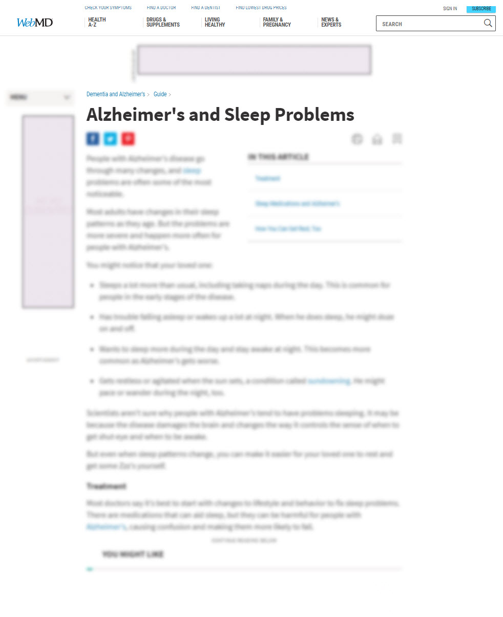 Alzheimer's and Sleep Problems