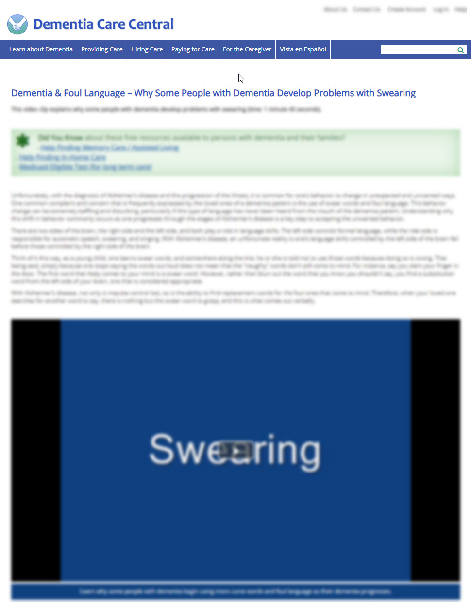 Dementia & Foul Language – Why Some People with Dementia Develop Problems with Swearing