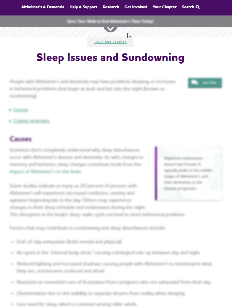 Sleep Issues and Sundowning
