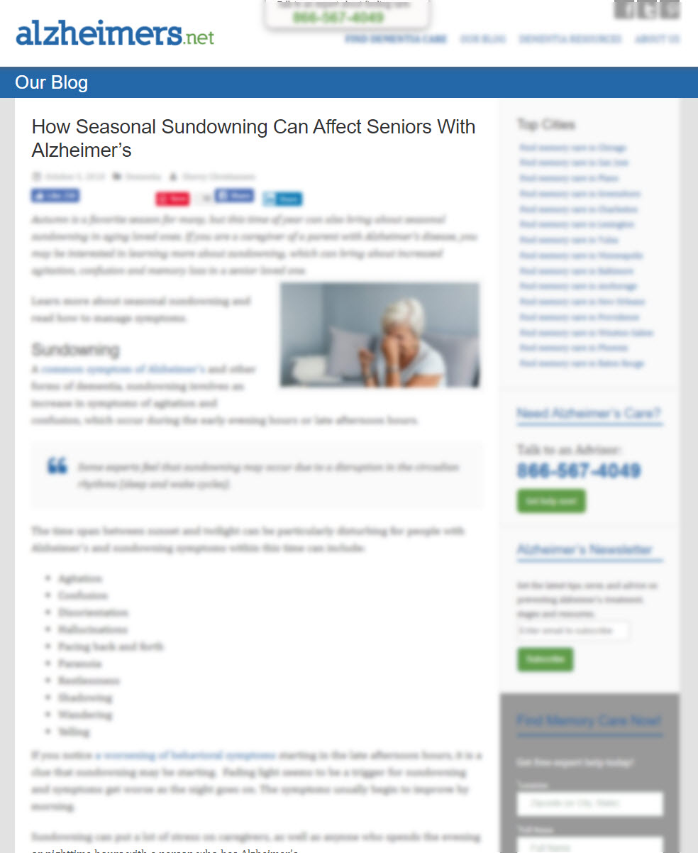 How Seasonal Sundowning Can Affect Seniors With Alzheimer’s