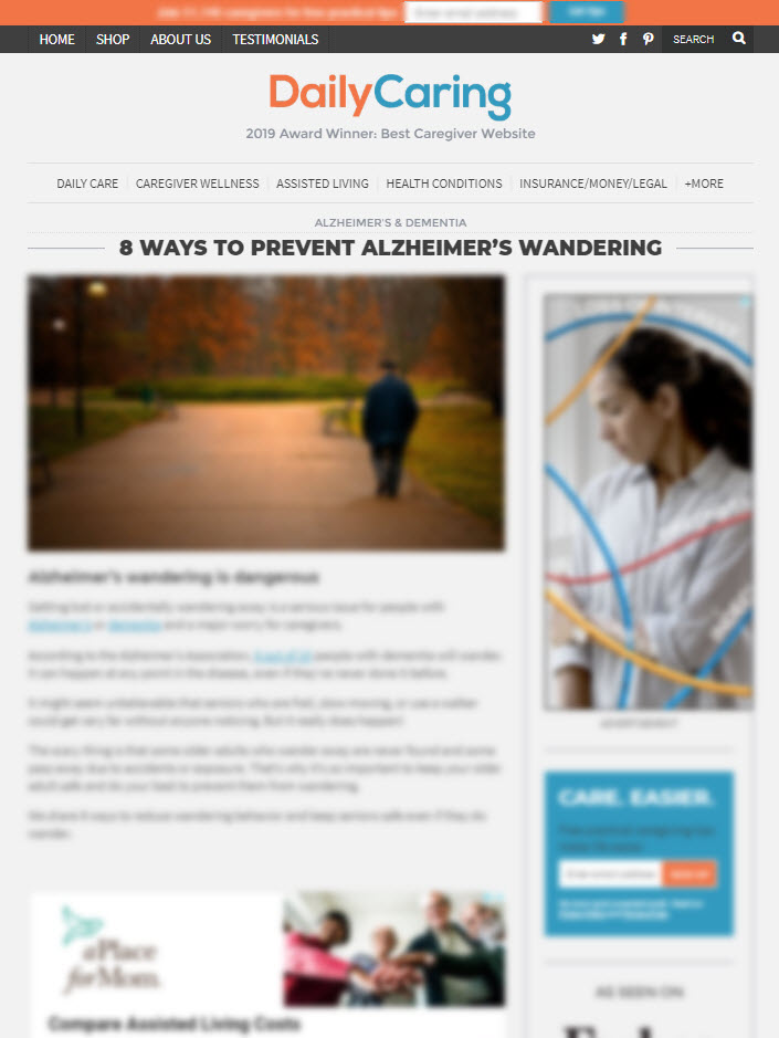 8 Ways To Prevent Alzheimer's Wandering
