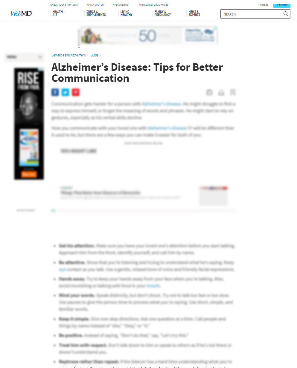 Alzheimer’s Disease: Tips for Better Communication