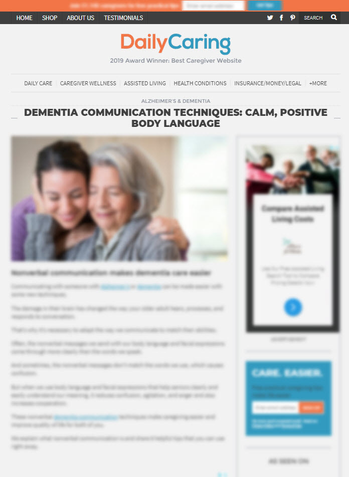 6 Nonverbal Dementia Communication Techniques Make Caregiving Easier