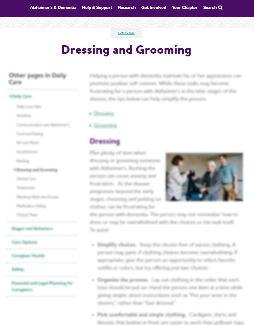 Dressing and Grooming
