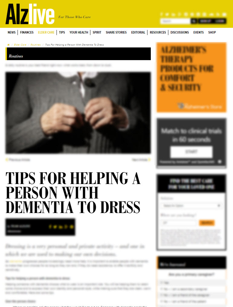Tips for Helping a Person With Dementia to Dress