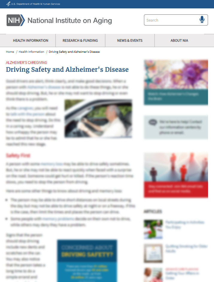 Driving Safety and Alzheimer's Disease