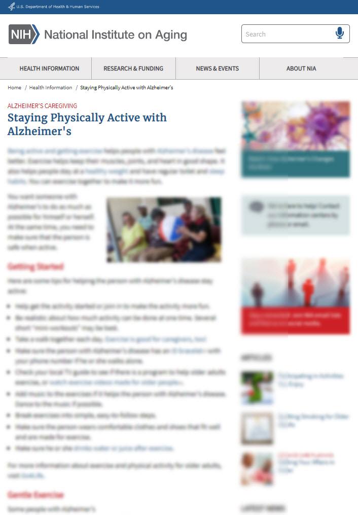 Staying Physically Active with Alzheimer's