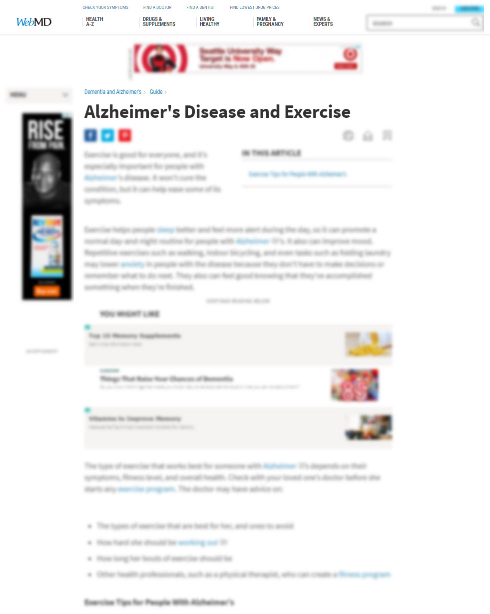Alzheimer's Disease and Exercise