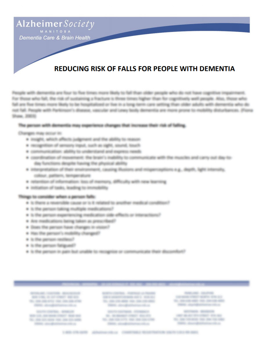 Reducing Risk of Falls For People With Dementia