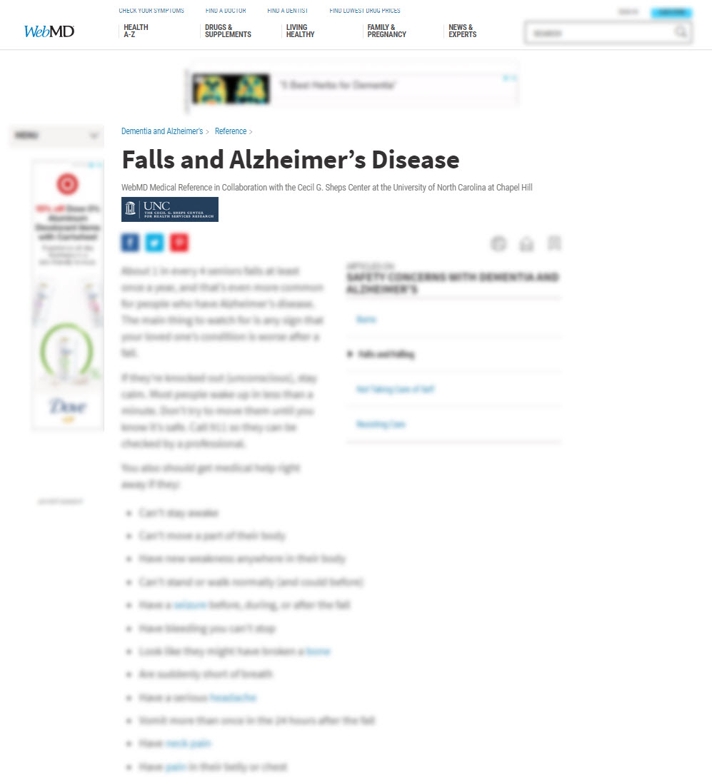 Falls and Alzheimer’s Disease