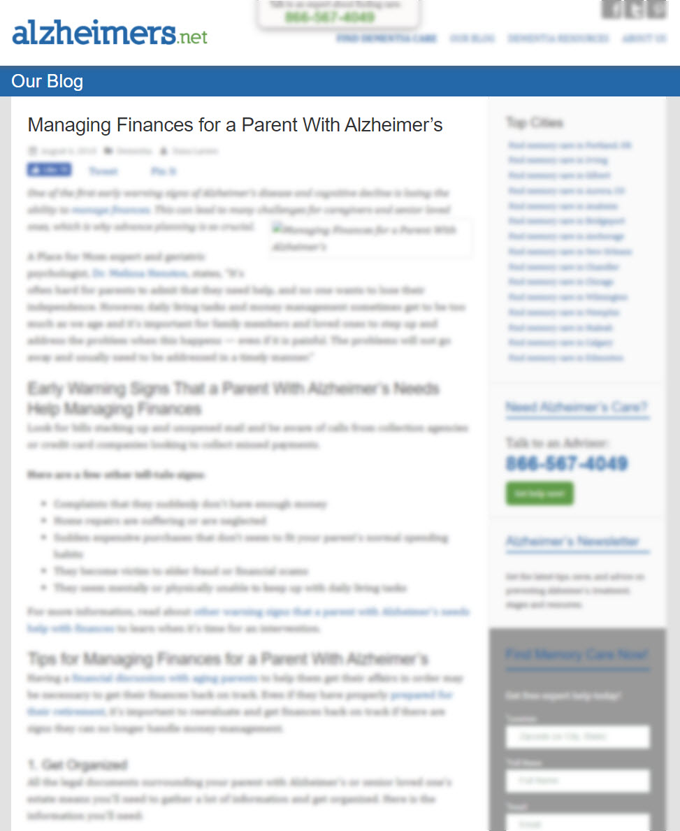 Managing Finances for a Parent With Alzheimer’s