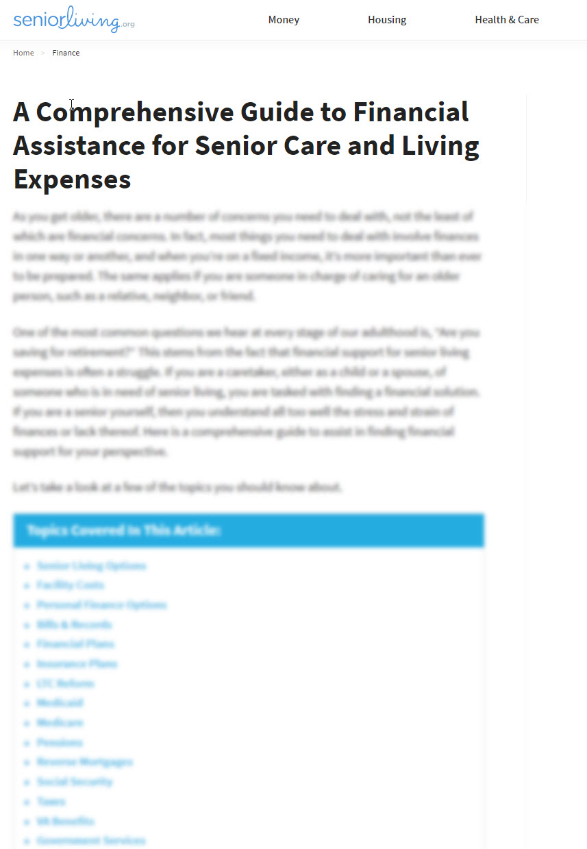 A Comprehensive Guide to Financial Assistance for Senior Care and Living Expenses