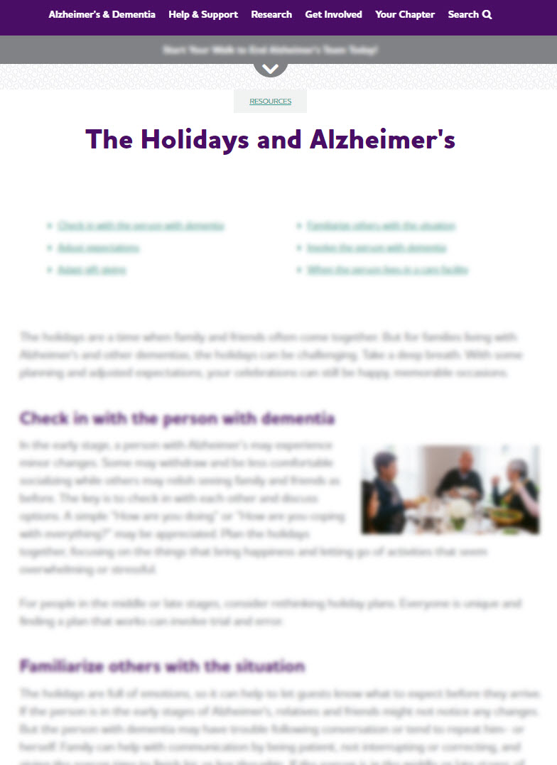 The Holidays and Alzheimer's