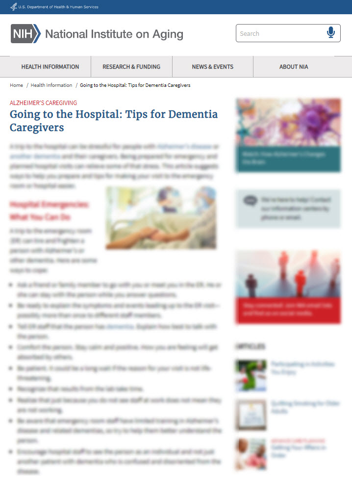 Going to the Hospital: Tips for Dementia Caregivers