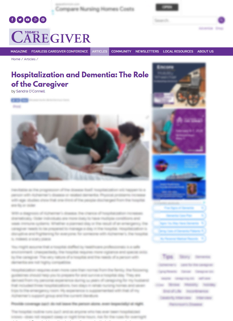 Hospitalization and Dementia: The Role of the Caregiver