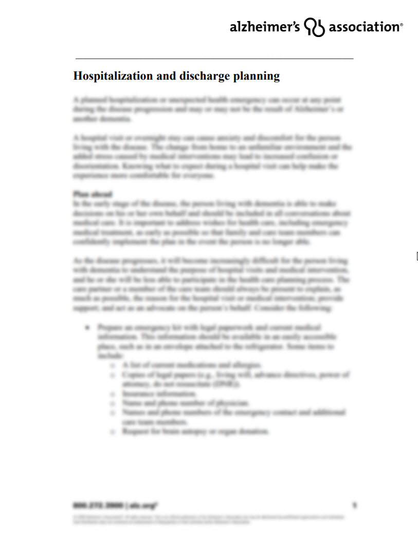 Hospitalization and Discharge Planning 