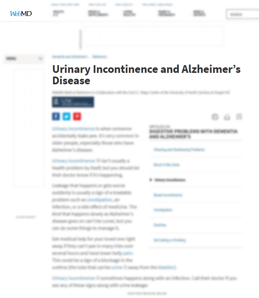 Urinary Incontinence and Alzheimer’s Disease