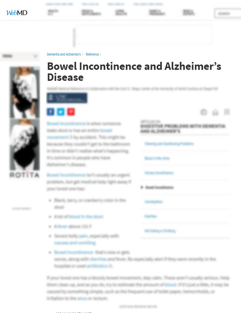 Bowel Incontinence and Alzheimer’s Disease