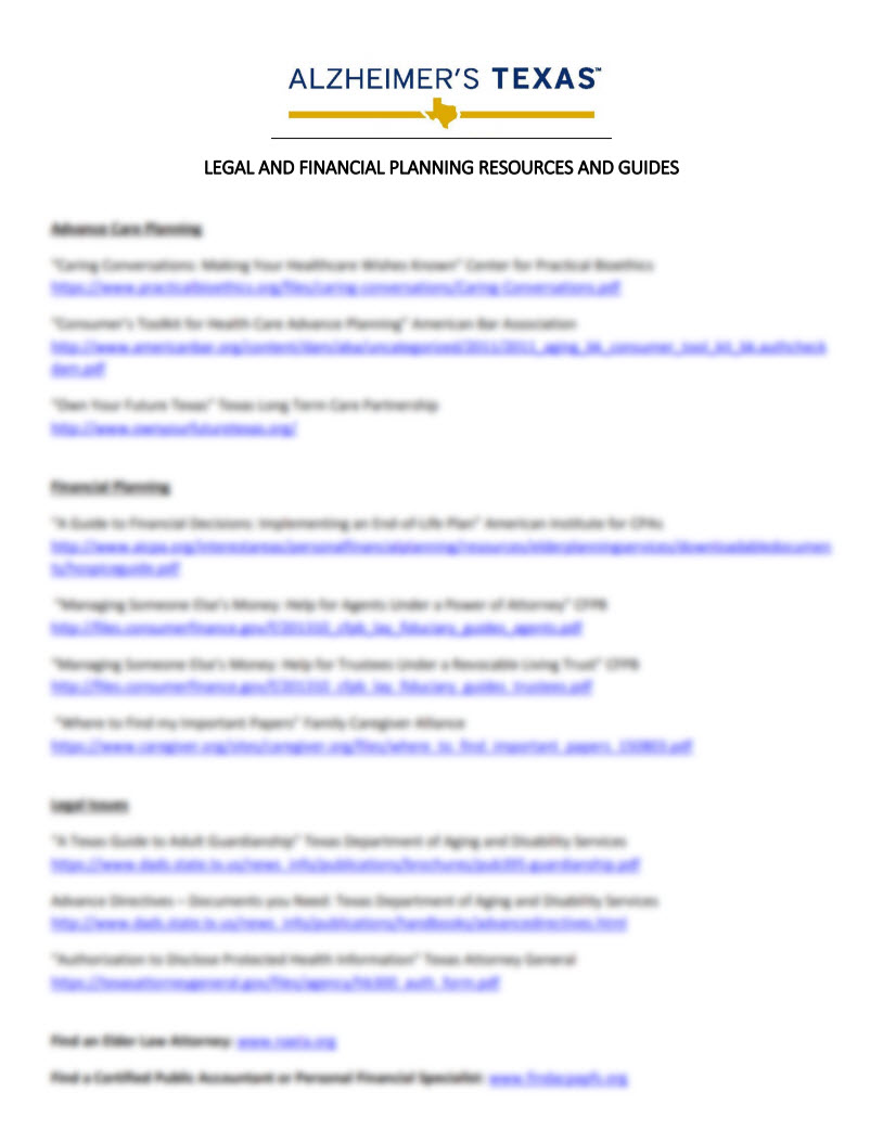 Legal and Financial Planning Resources and Guides