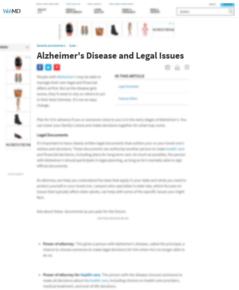 Alzheimer's Disease and Legal Issues