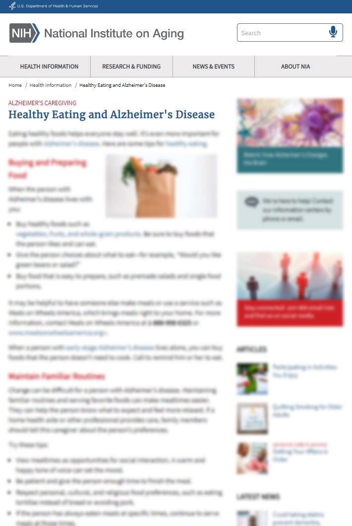 Healthy Eating and Alzheimer's Disease