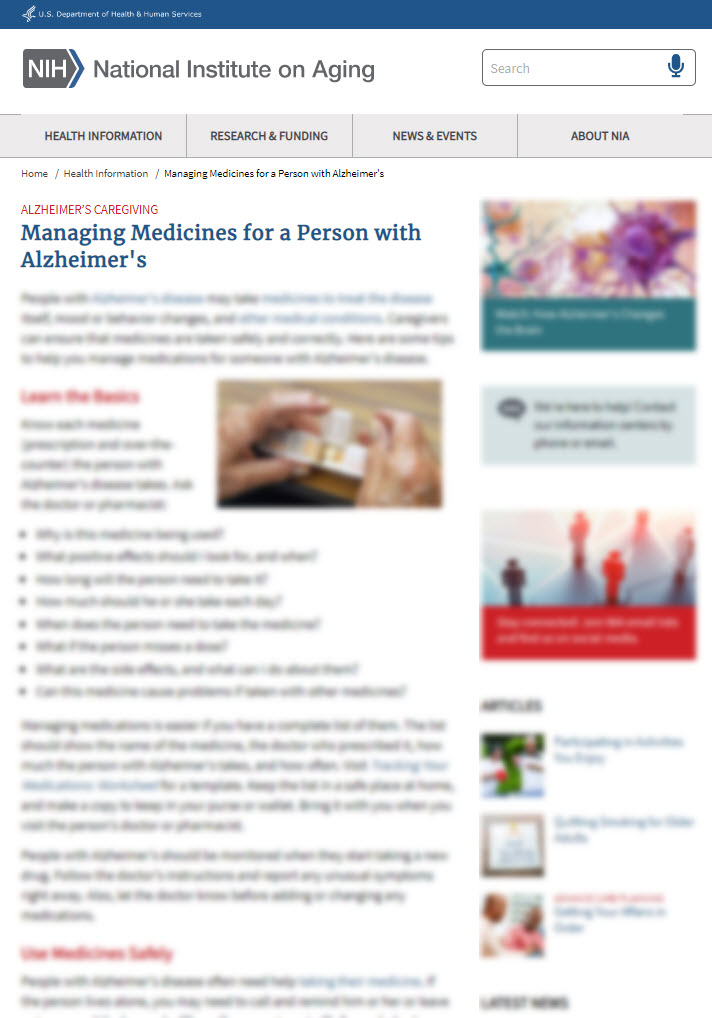 Managing Medicines for a Person with Alzheimer's