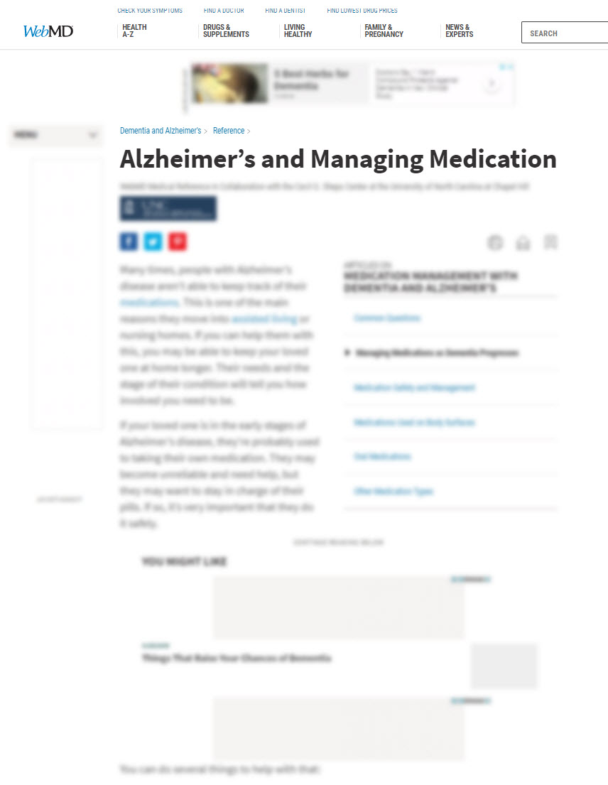 Alzheimer’s and Managing Medication