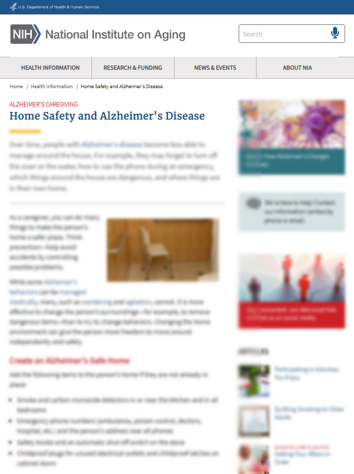 Home Safety and Alzheimer's Disease