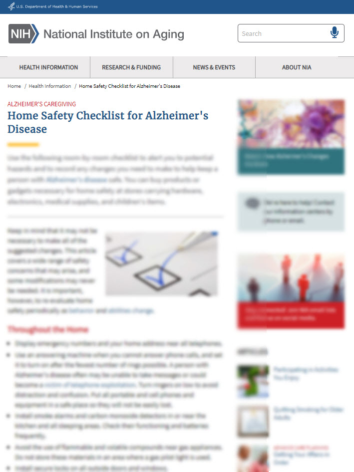 Home Safety Checklist for Alzheimer's Disease