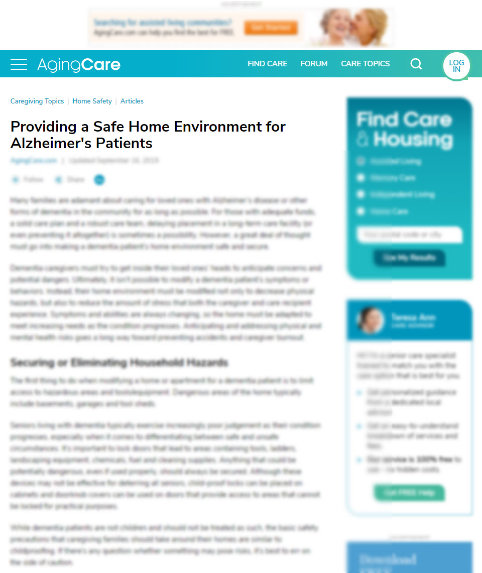 Providing a Safe Home Environment for Alzheimer's Patients