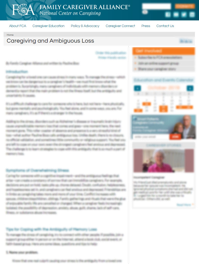 Caregiving and Ambiguous Loss